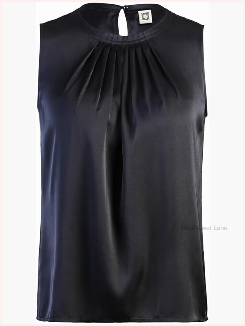 Sleeveless Matte Satin Pleated Neck Top - Business Casual